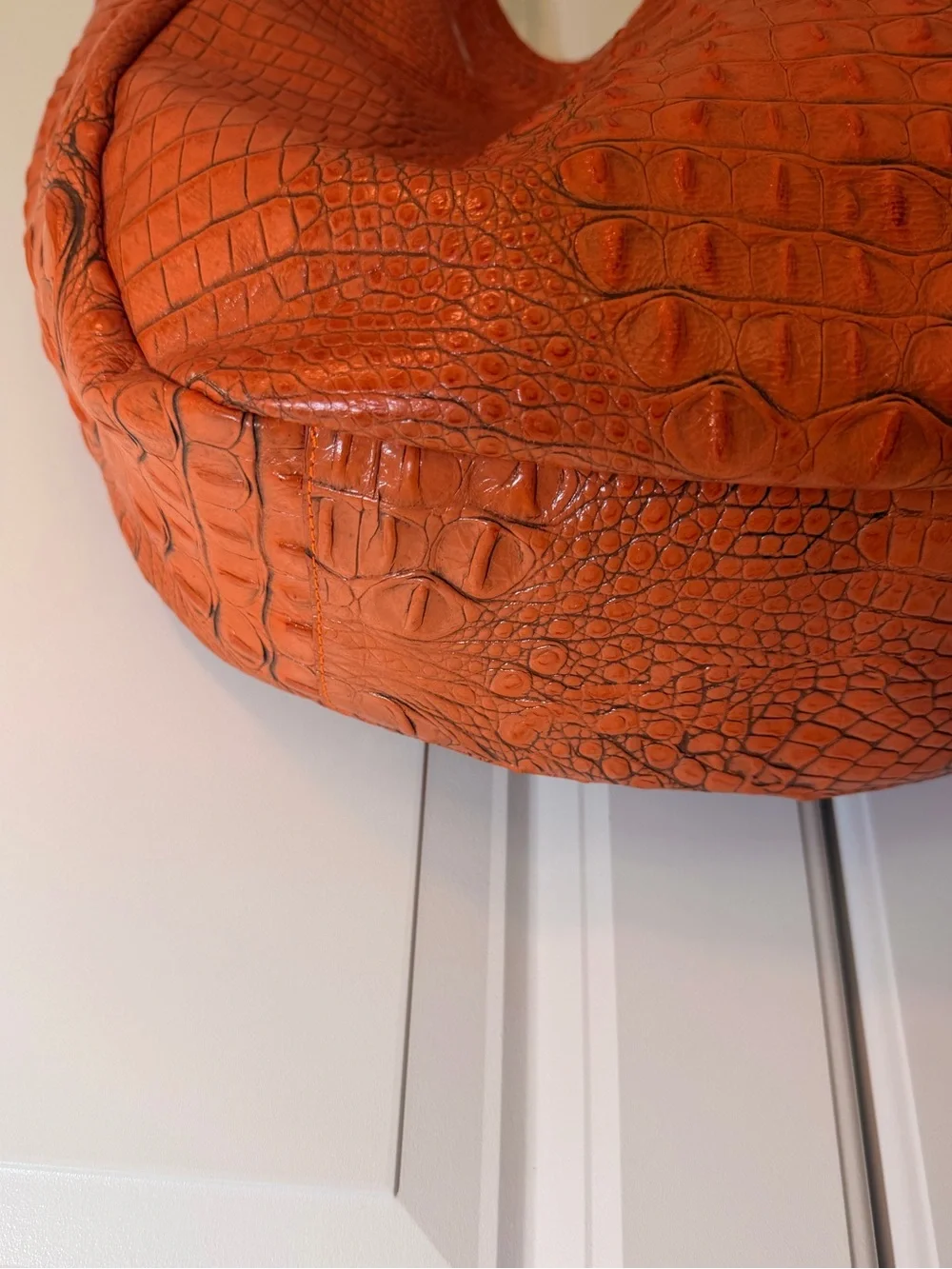 Brahmin Jacqueline Melbourne Orange Croc Embossed Leather Large Hobo Tote